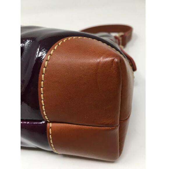 Dooney & Bourke Handbag Pouchette Purse Patent Leather Dark Plum Color PH49C NEW - Picture 9 of 14